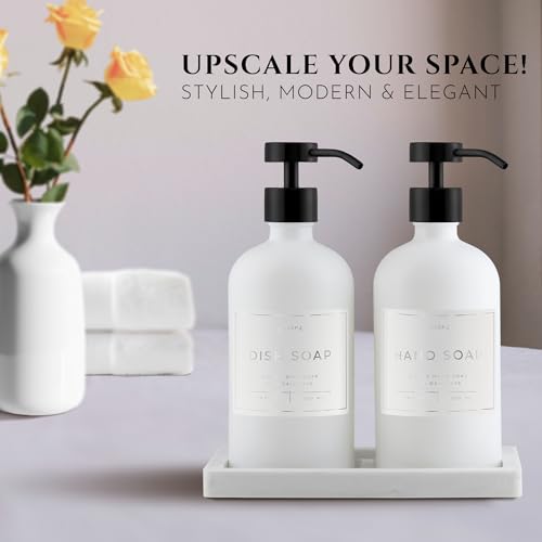 Glass Soap Dispenser Set of 2 (White/Black)