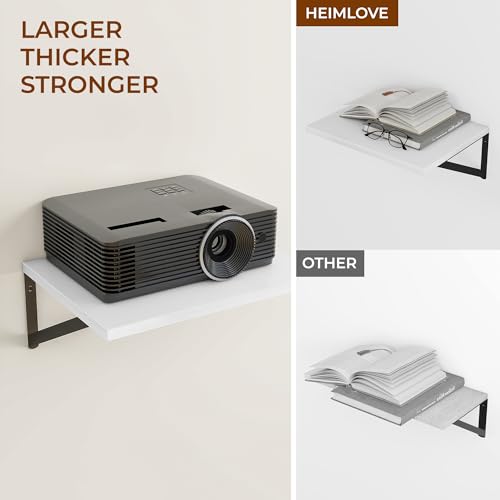 16W x 12D Deep Floating Shelves Set of 3 White (White With Black Metal Bracket / 16wx12dx5.8h)