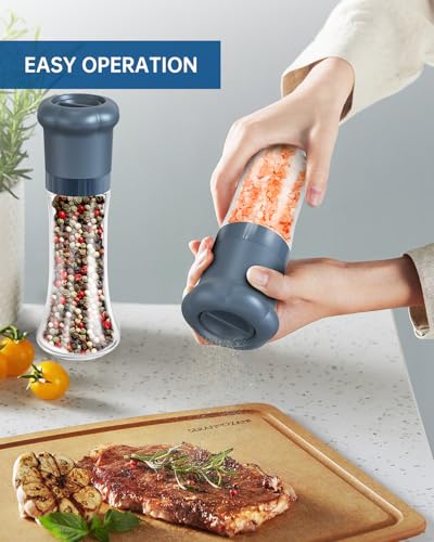 Manual Salt and Pepper Grinder Set For Professional Chef (Tall Set - Blue)