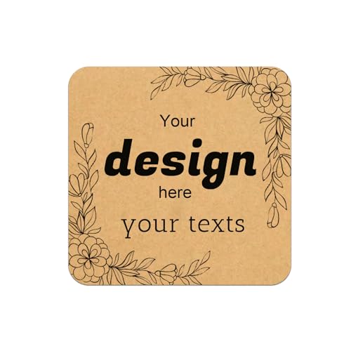 Custom Stickers Personalized Square Kraft Paper Sticker Customizable Floral Wreath Labels (style 8)