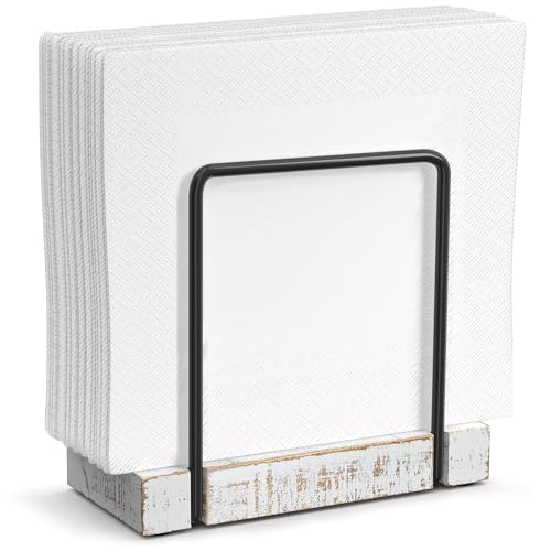 Napkin Holder for Table (Black/Farmhouse White / 5.78 x 2.51 x 5.04 inches)