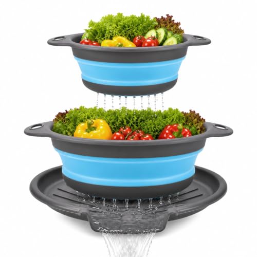 2 Collapsible Colanders with Self