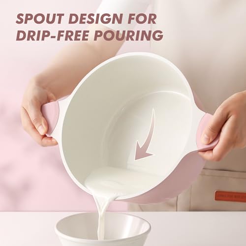 Ceramic Nonstick Stock Pot with Lid (4.5 Quarts / Sakura Pink)