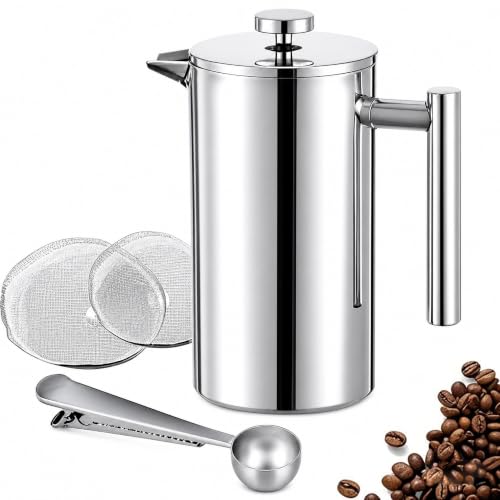 12 oz 350 ml Stainless Steel French Press Coffee Maker (12 oz / Silver)