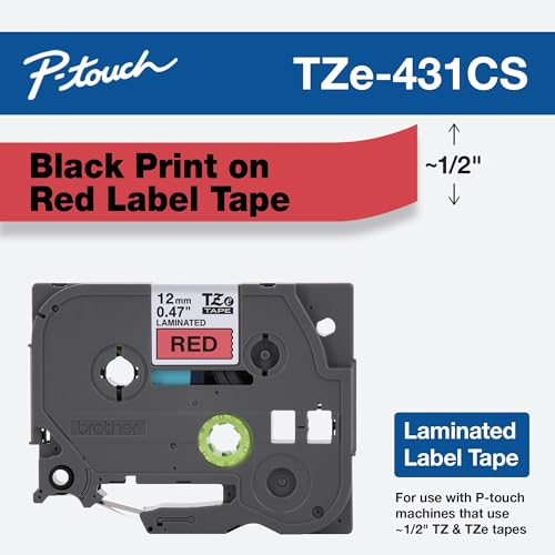 Genuine P touch (Black on Red / 12mm (0.47”) / Pack of 1)