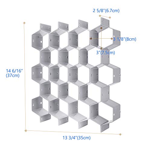 Drawer Divider Organizer Adjustable DIY Grid Honeycomb Drawer Divider for Underwear Belt Scarf Socks Gray (Grey)