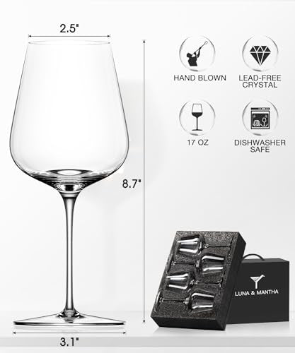 Red Wine Glasses Set of 4 (Set of 4-17oz)