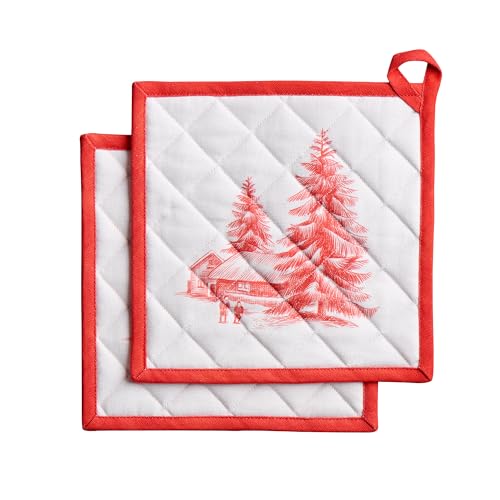 Pot Holders 100% Cotton Potholders (120 - Winter Jouy / 8" x 8" (Pot Holder Pack of 2))