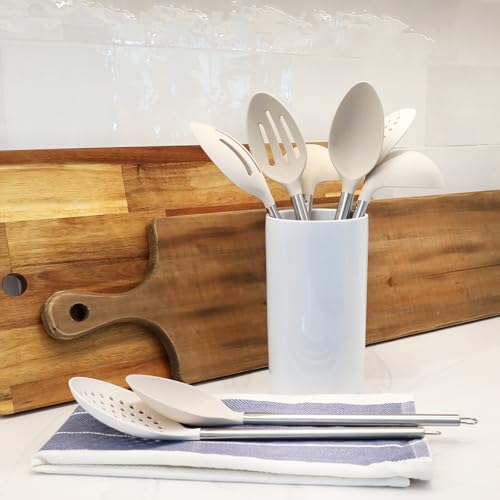 Cream Wheat Straw Slotted Spoon with Stainless Steel Handle Kitchen Utensils