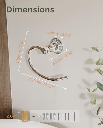 Chrome Towel Ring Wall Mounted for Bathroom (Chrome)