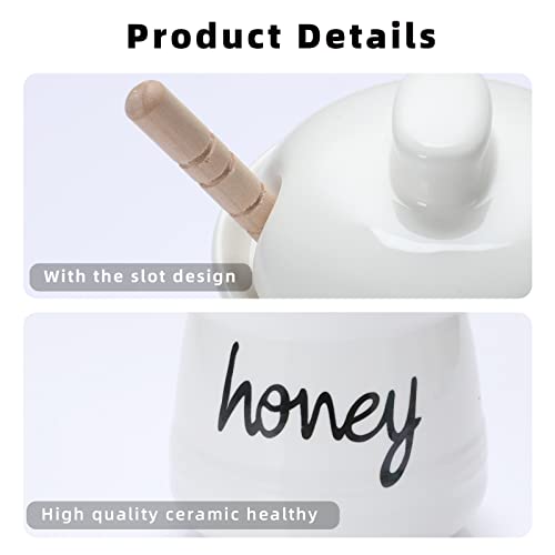12 oz Honey Jar with Dipper and Lid (White)