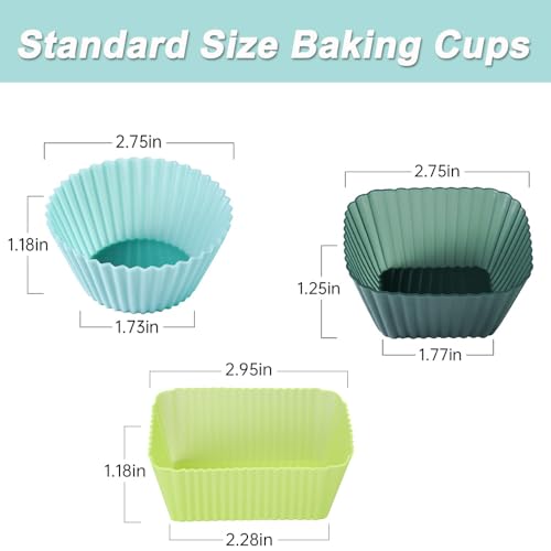 Silicone Baking Cupcake Cups Muffin Liners Nostick Cake Molds Bento Lunch Box Dividers (3shapes Neutral Color)