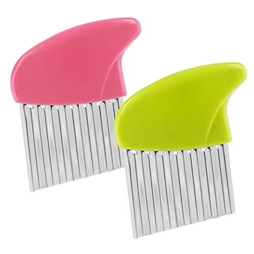2 Pack Stainless Steel Potato Crinkle Cutter (Green & Pink)