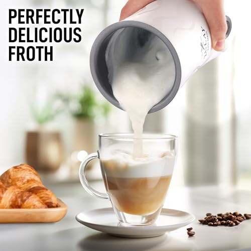 Zulay 4-in-1 Milk Frother and Steamer - Automatic Hot and Cold Foam Maker with Auto Shut Off & Temperature Control for Coffee, Latte, Cappuccino, Hot Chocolate - White (Clear White / Frother Steamer)