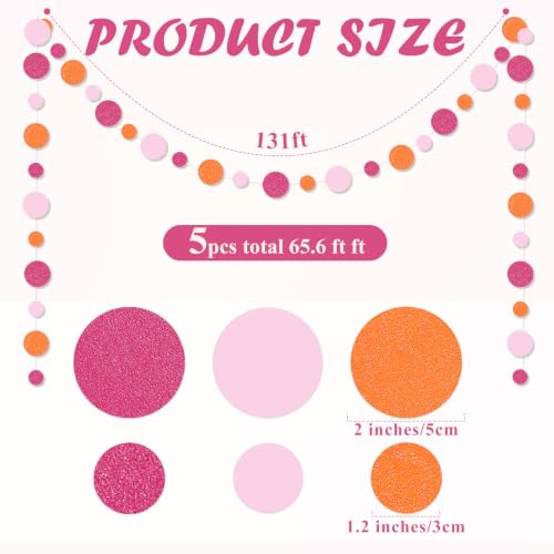 5 Pieces Dot Garland Banner Hanging (Pink and Orange)