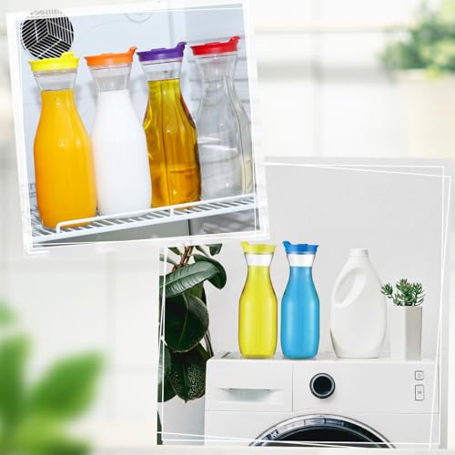 24 Pcs Plastic Water Carafe with Lid 32 Oz Clear (Rainbow Color Cap)