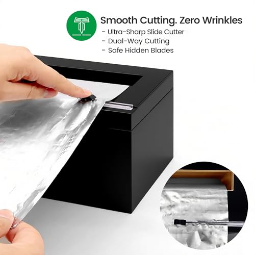 Black 18 Inch Commercial Plastic Wrap Dispenser with Cutter