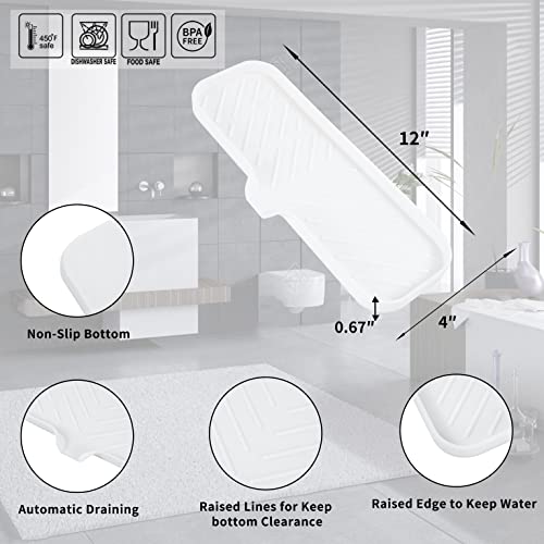 Silicone Soap Dish with Drain Spout (White / L(12"×4"))