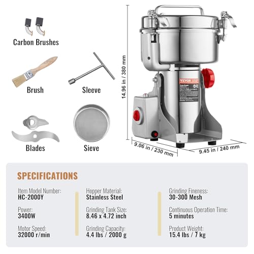 2000g Electric Grain Mill Grinder
