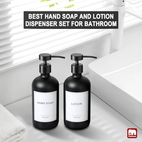 Black Soap Dispenser (Black Bottle + Black Flat Pump / 2 Pack)