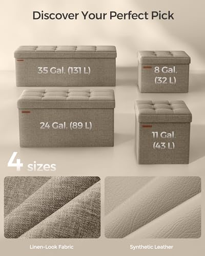 43.3 Inches Folding Storage Ottoman Bench (Camel Brown / 15"D x 43"W x 15"H (without Flipping Lid))