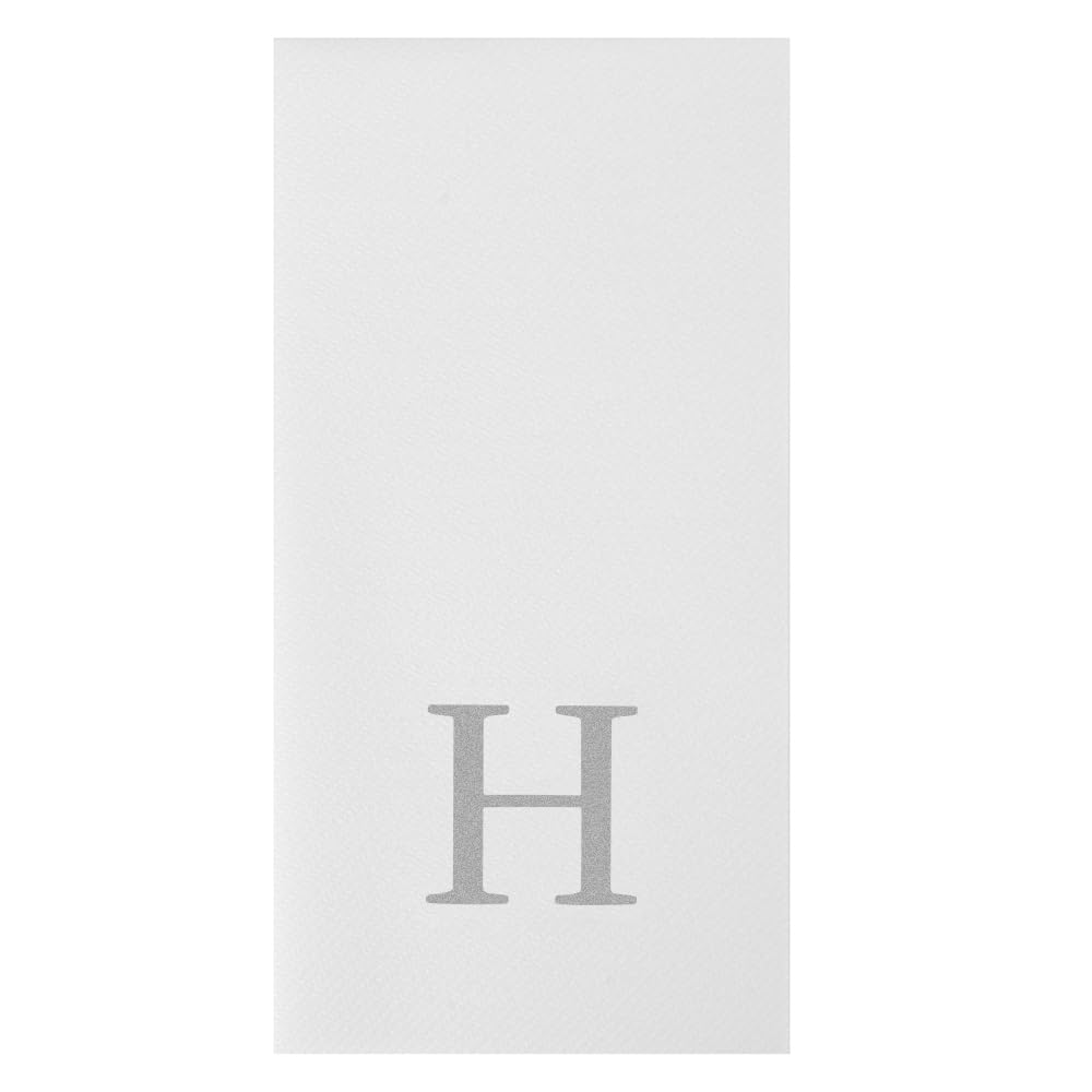 Silver H White Linen Feel Guest Towel Napkin (Silver / 2000 Count / H)