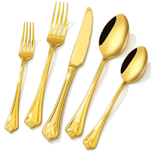 40 Pcs Gold Silverware Set (40-Piece / Gold)