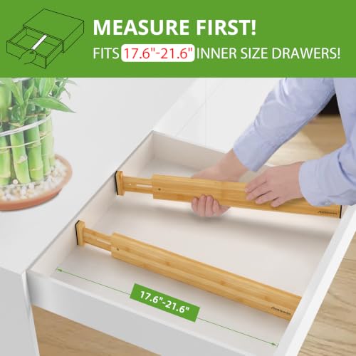 4 Pcs Expandable Bamboo Drawer Dividers (yellow)
