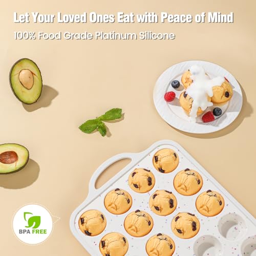 Silicone Muffin Pans With Metal Reinforced Frame (Mini: 24 Cups×2pack)