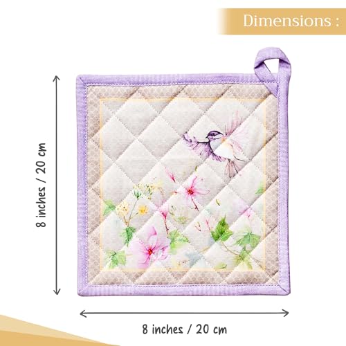 Pot Holders 100% Cotton Potholders (092 - Magnolia Mornings / 8" x 8" (Pot Holder Pack of 1))