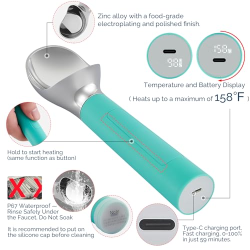Heated Ice Cream Scoop Rechargeable (Retro Mint / 2 oz)
