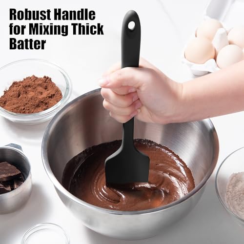 600°F Heat Resistant Silicone Spatula Spoonula (Flat & Spoon Spatulas / Black+Red)