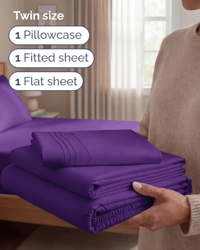 Twin Size 3 Piece Sheet Set (36 - Purple / Twin)
