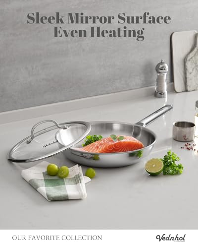Stainless Steel Frying Pan Set with Lids 8"&10"&12"