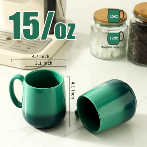 15oz Ceramic Mug Set of 4 (GradationGreen / Set of 4)