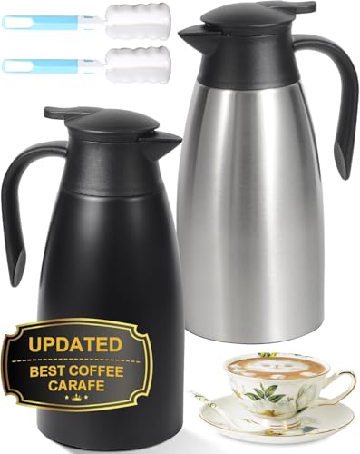 70Oz Thermal Coffee Carafe for keeping hot (Black/Silver / 70 Ounces)
