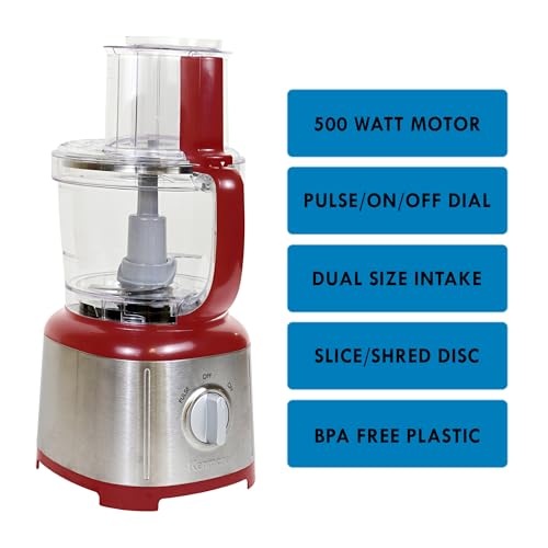 Kenmore 11 Cup Food Processor and Vegetable Chopper with Reversible Slicing (Red)