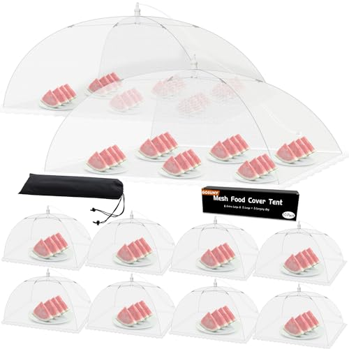 Mesh Food Covers for Outdoors (2 Extra Large (40x24 in) & 8 Large (17x17 in))