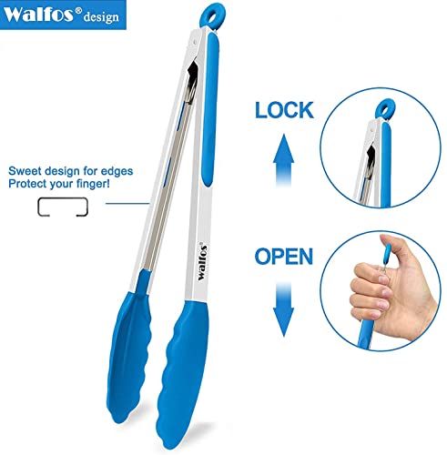 Kitchen Tongs (7+9+12inch / Blue)