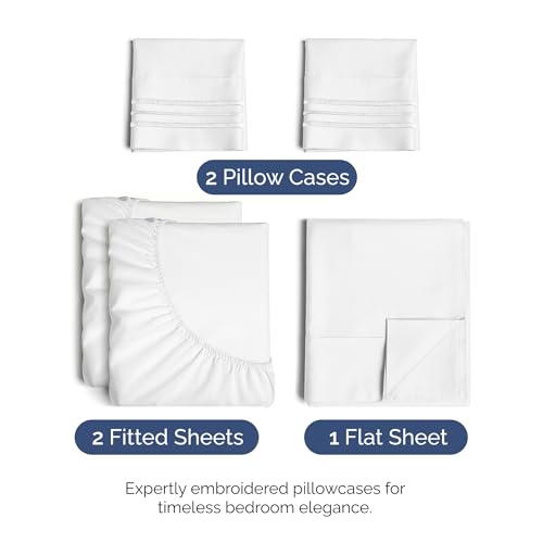 Split King Size 5 Piece Sheet Set (01 - White / Split King Size)