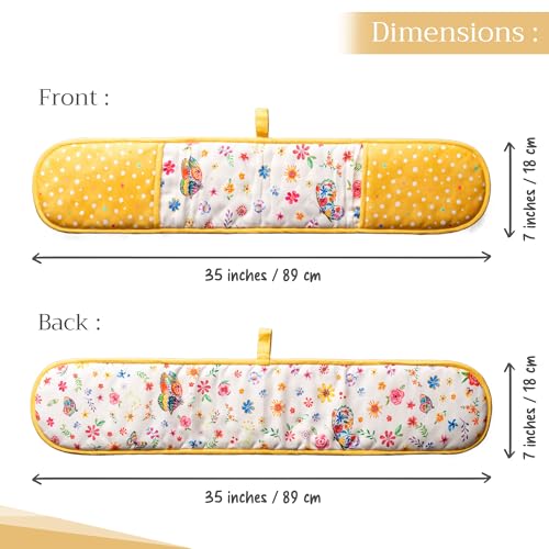 Double Oven Mitts 100% Cotton Double Oven Glove (034 - Happy Florals - Sweety / 7" x 35" (Double Oven Mitt))