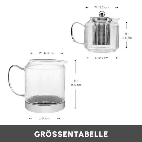 Kelly Midi Borosilicate Glass Teapot Set with Infuser (2 L / 1 L / Kelly Glass)