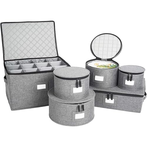 6 Piece China Storage Set (Gray / 6 Piece Hard Shell Set for China Storage)