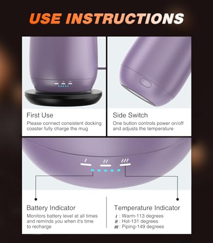 Self Heating Coffee Mug T2 (Lilac Violet / 16oz)