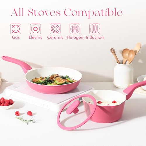 Nonstick Ceramic Frying Pan (10 Inch / Raspberry Red)
