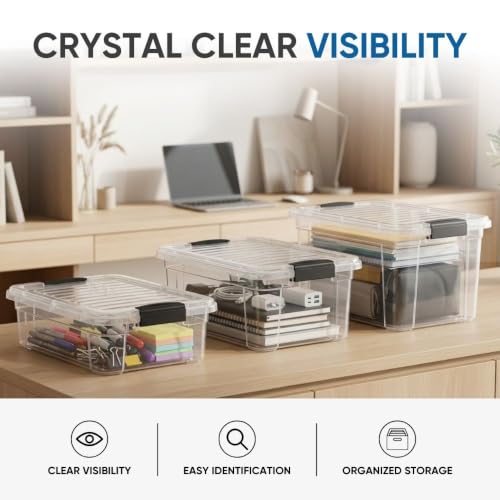 Clear Plastic Storage Bins with Lid (4.5 Quart)
