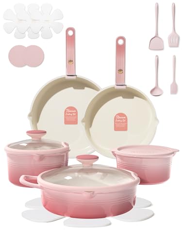 20pcs Titanium Cookware Set (Gradient Pink)