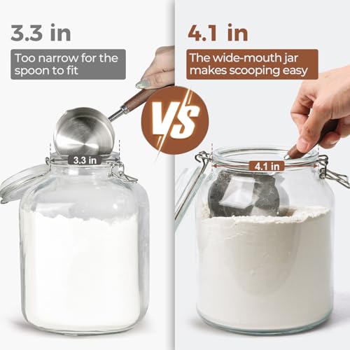 Glass Pantry Jars with Airtight Lids 0.7 Gallon 2 Pack Wide Mouth (88oz*2)