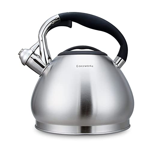 Whistling Stovetop Tea Kettle Food Grade Stainless Steel Hot Water Tea Pot With Loud Whistle (3.2 Quarts)