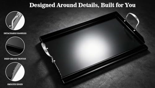 25 x 16 Inch NanoCeramic Cast Iron Griddle for Gas Grills (25" x 16" x 2.6")